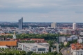 Ausblick vom Völkerschlachtdenkmal auf Leipzig